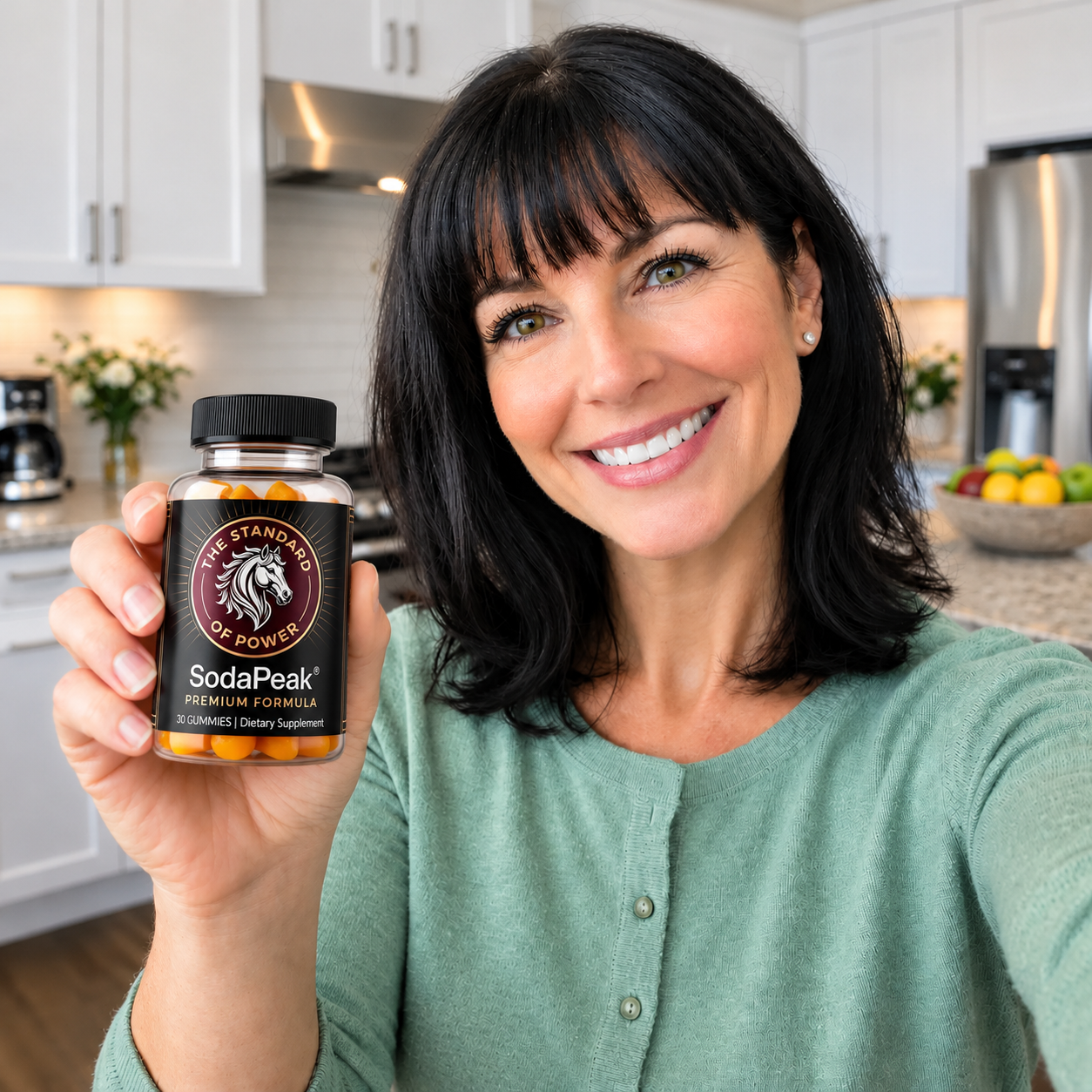 Linda K. with SodaPeak in the kitchen
