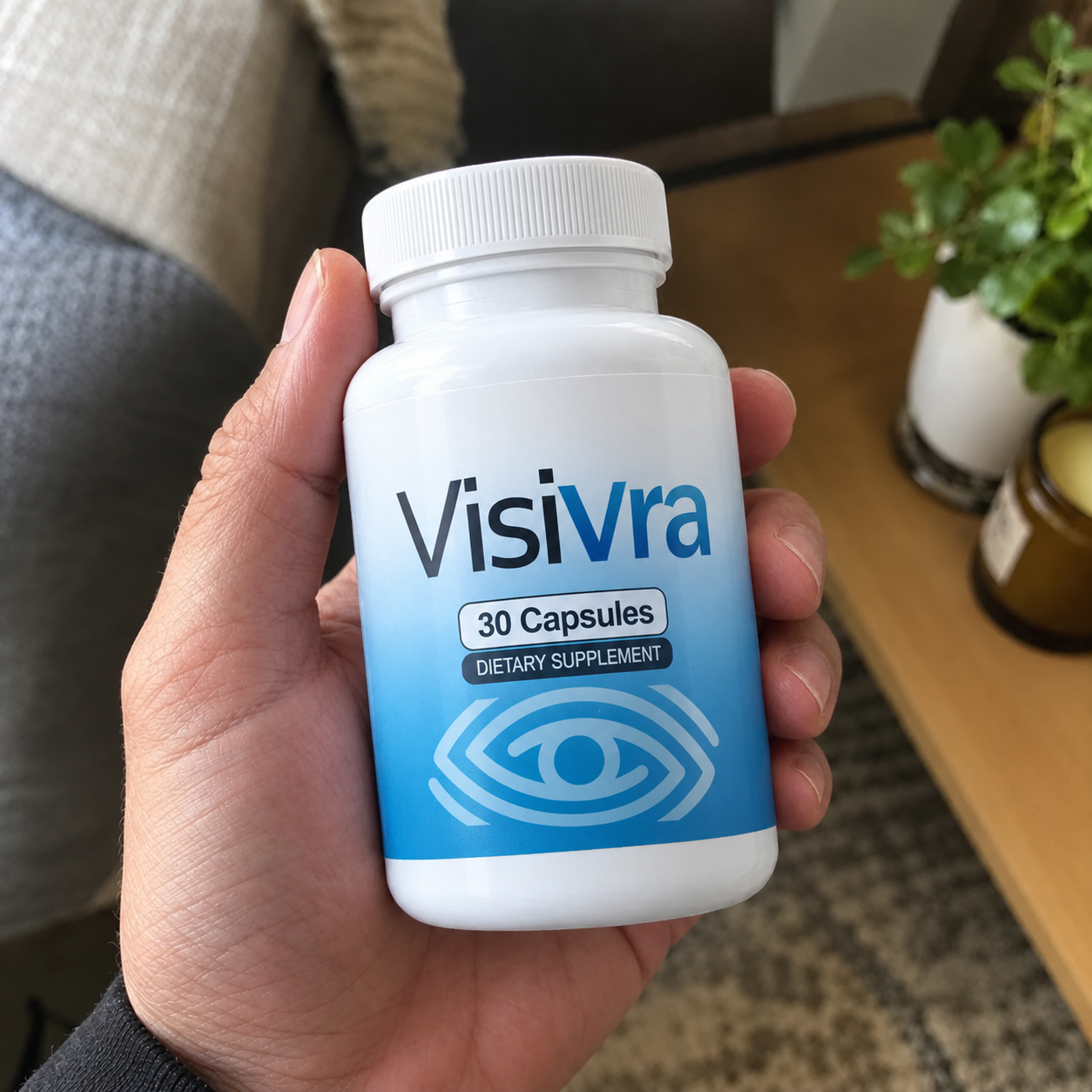 Visivra bottle on a kitchen table