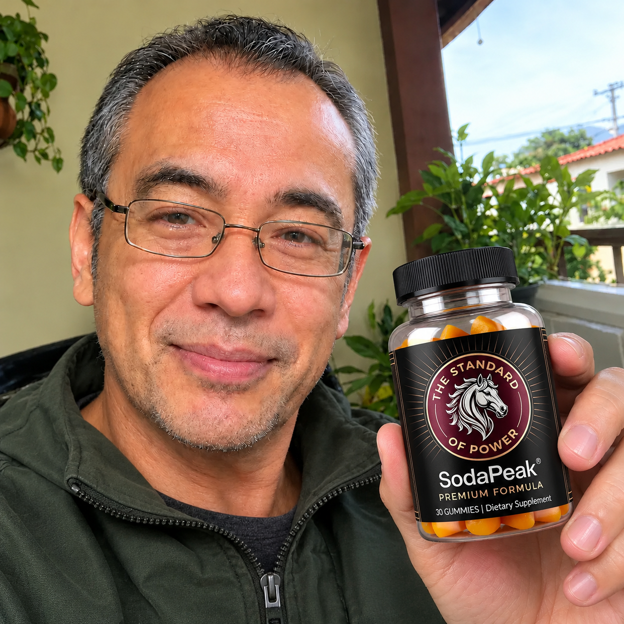 Dale R. with SodaPeak on the porch